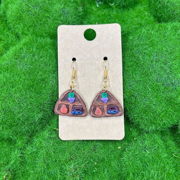 Little Shelf Polymer Clay Hypoallergenic Silver Tone Handmade Dangle Earrings - Picture 8 of 10